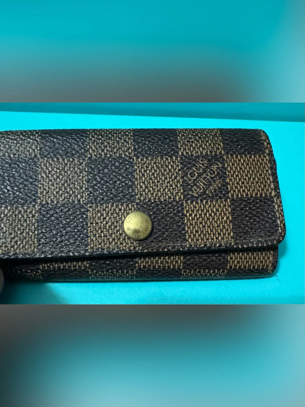 Louis Vuitton Brown Damier Ebene Card & 4 Key Holder with Brass Snap